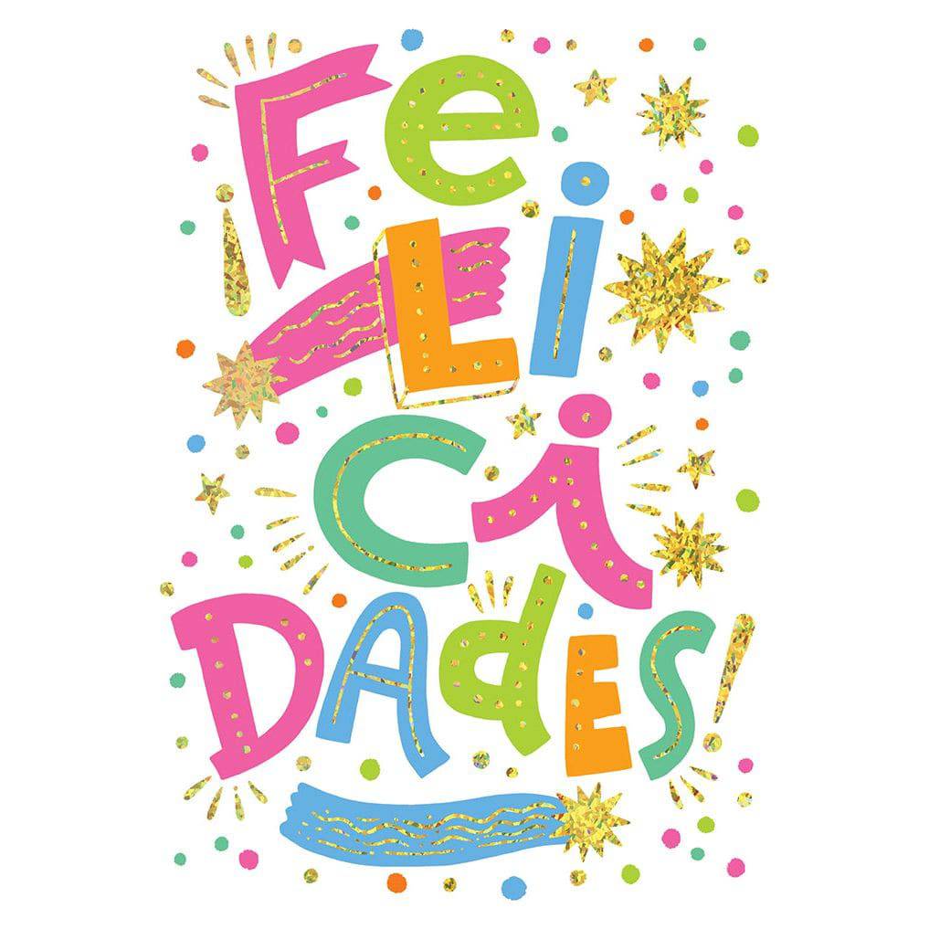 Pictura Spanish Congratulations Card with colorful "¡Felicidades!" message, suitable for celebrating achievements and special occasions.